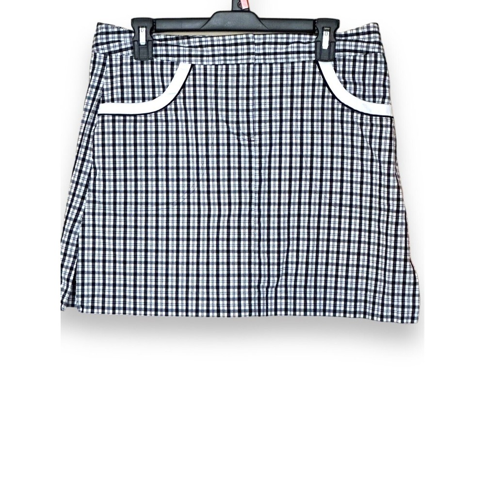 IZOD Black White Checkered Golf Skirt Size 8 Stretch